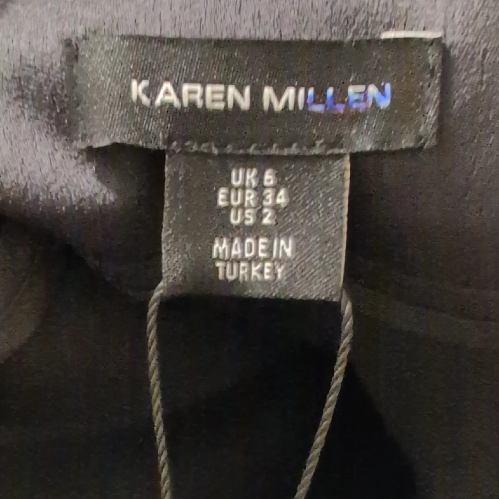 New Karen Millen Black Asymmetrical Satin Side Drape Mini Skirt Size 2 - Picture 3 of 6